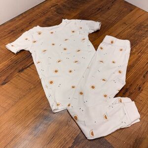Petit Lem Kids Pajama Set - Cream and Orange